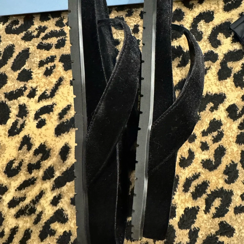 New Prada Black Velvet thong flip-flops Size 40.5 (US 10.5) - Picture 6 of 14